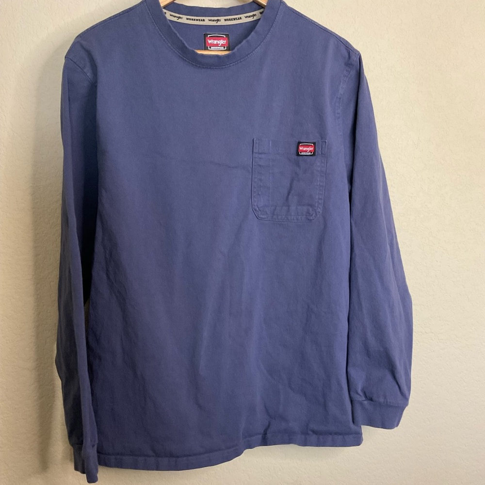 Wrangler Men's Blue 100% cotton long sleeve Shirt size large